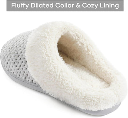 Women'S Lamb-Hug Comfy Fleece House Slippers Memory Foam, Slip-On House Shoes Indoor Outdoor