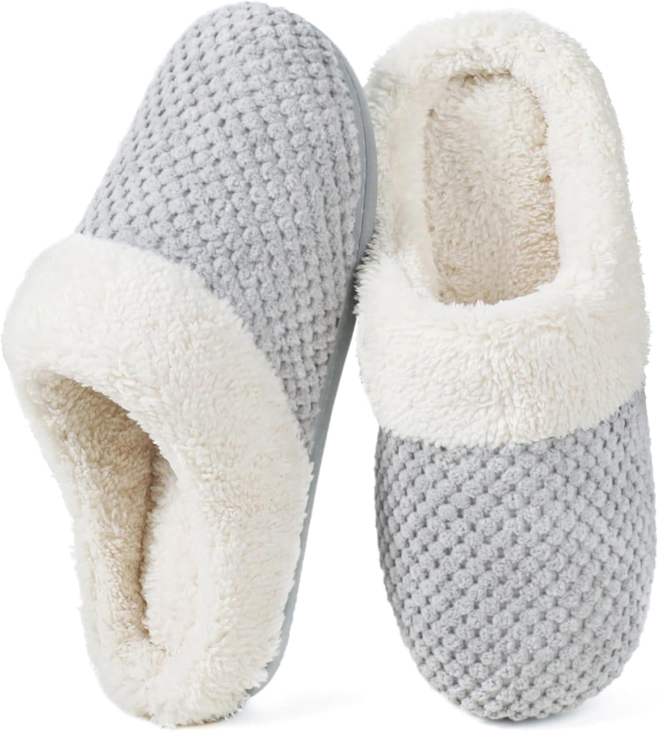 Women'S Lamb-Hug Comfy Fleece House Slippers Memory Foam, Slip-On House Shoes Indoor Outdoor