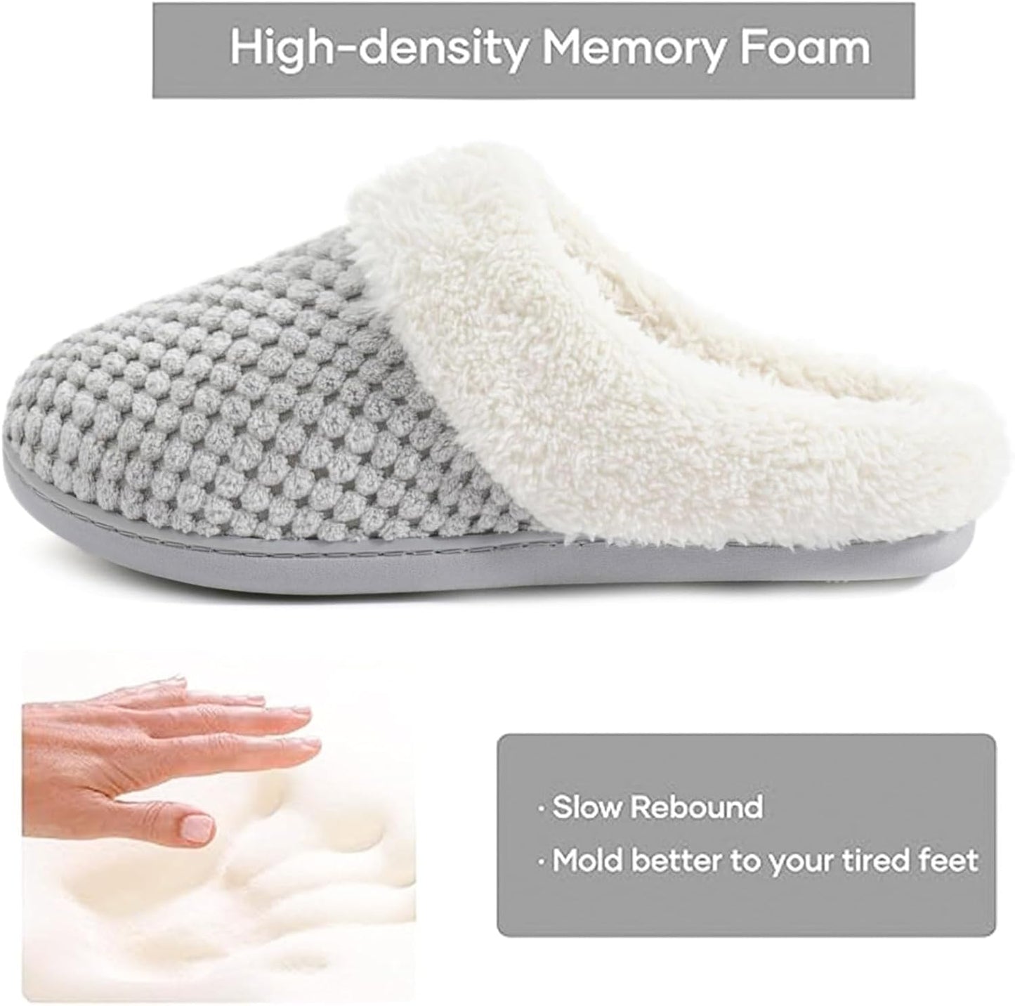 Women'S Lamb-Hug Comfy Fleece House Slippers Memory Foam, Slip-On House Shoes Indoor Outdoor